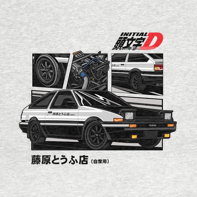 Toyota Ae86 Trueno Initial D Anime version 2 black by desaindroid@gmail.com